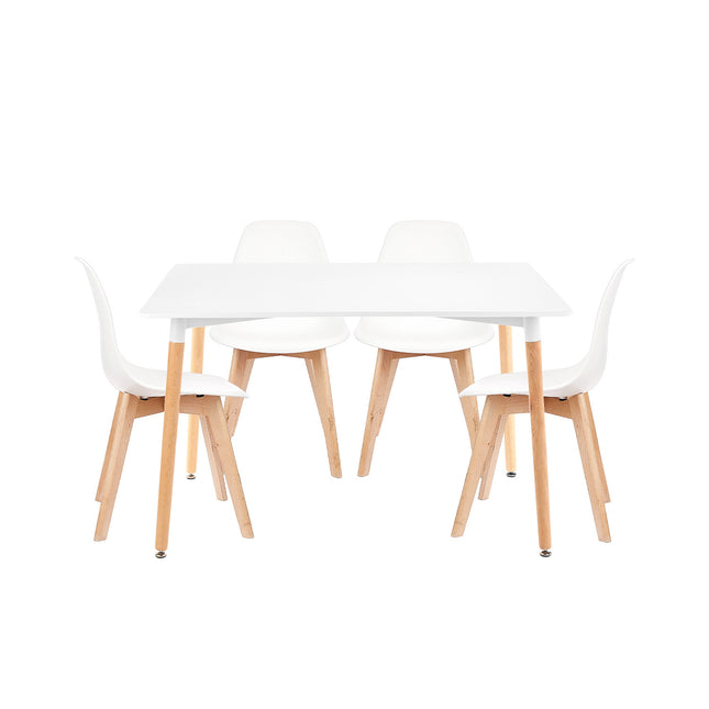 Set Mesa Eames 1.20mts + 4 Sillas de diseño Magnolia.