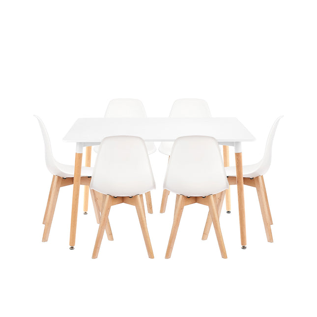 Set Mesa Eames 1.20mts + 6 Sillas de diseño Magnolia.