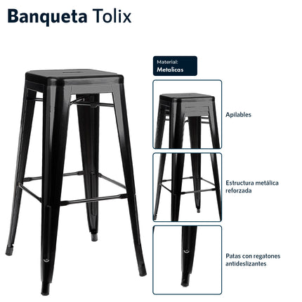 Set X4 Banquetas Tolix Sin Respaldo