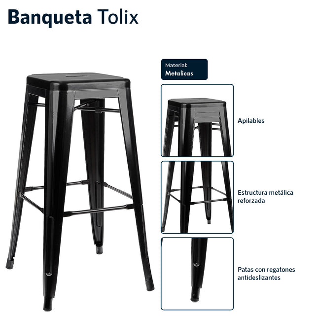 Set X3 Banquetas Tolix Sin Respaldo