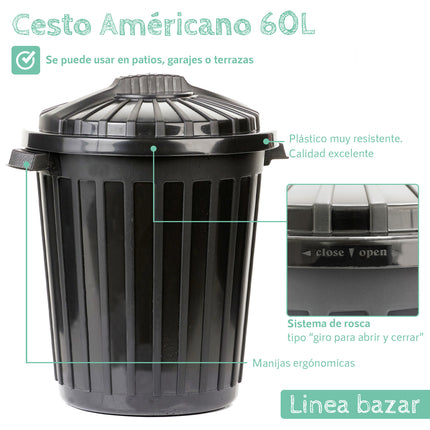 Cesto de Residuos Americano 60 litros