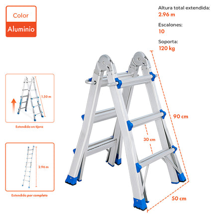 Escalera Multifunción Extensible de 10 Escalones