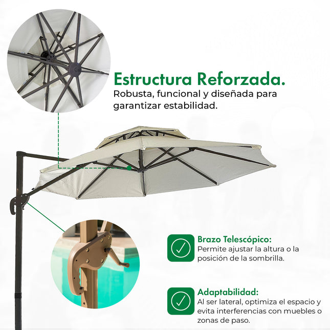 Sombrilla Lateral Beige 3 mts