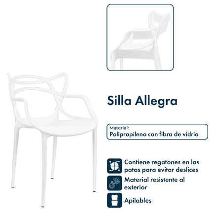 Mesa Rectangular Eames 120x80 + 6 Sillas Allegra