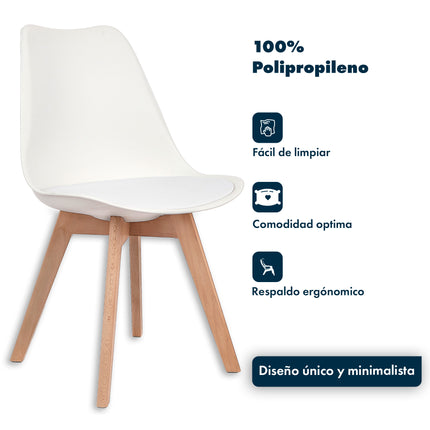 Mesa Rectangular Eames 120x80 + 6 Sillas Tulip