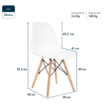 Mesa Rectangular Eames 120x80 + 4 Sillas Eames