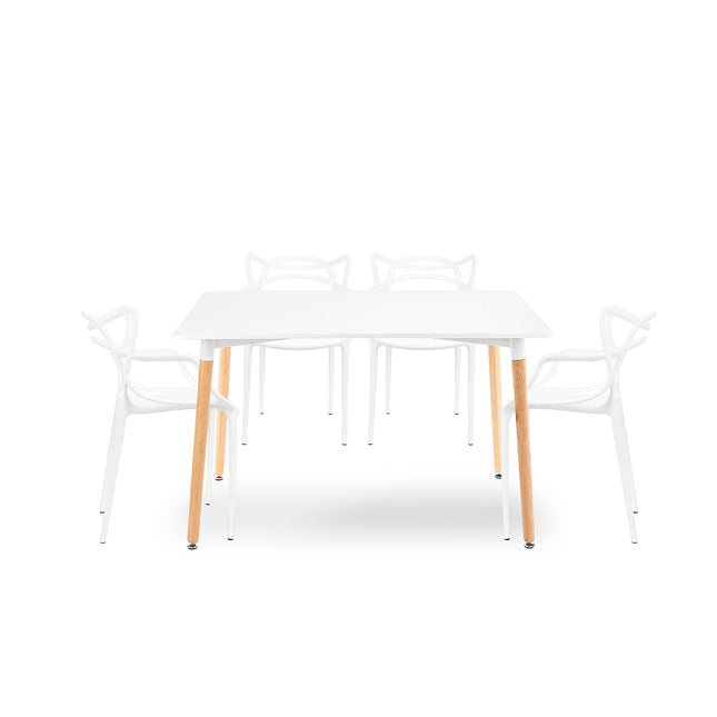 Mesa Rectangular Eames 120x80 + 4 Sillas Allegra