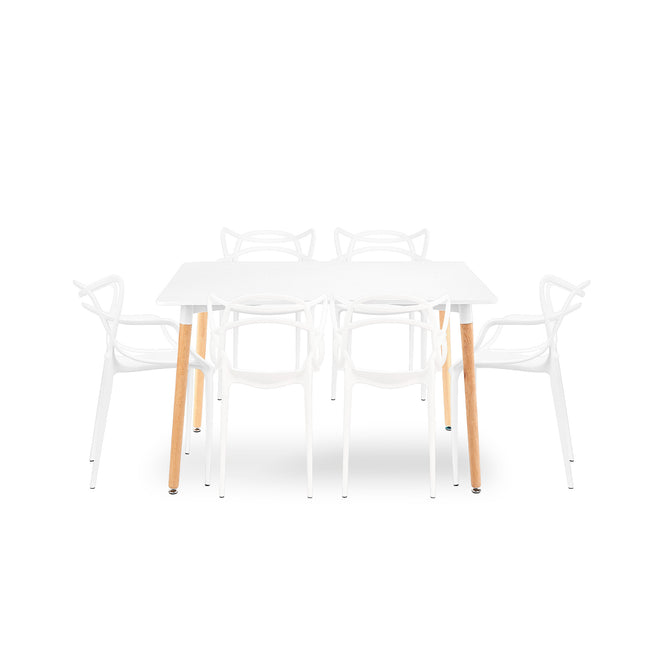 Mesa Rectangular Eames 120x80 + 6 Sillas Allegra