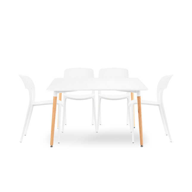 Mesa Rectangular Eames 120x80 + 4 Sillas Nina