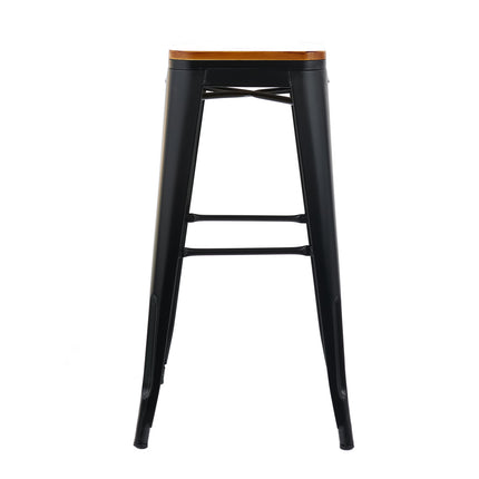 Set 2 Banquetas Tolix 75cm Asiento de Madera