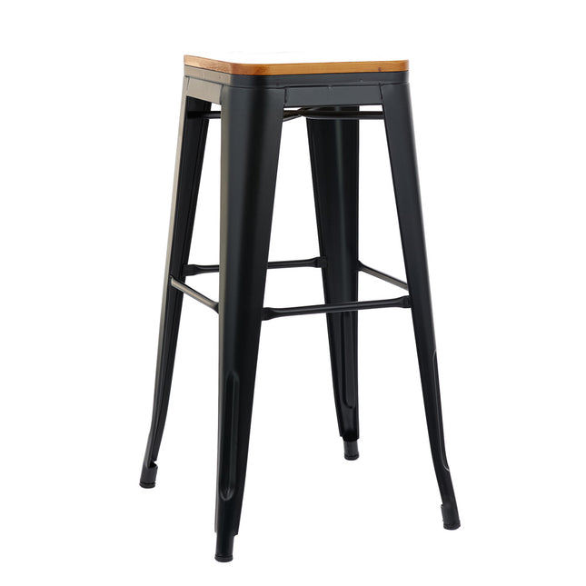 Set 2 Banquetas Tolix 75cm Asiento de Madera