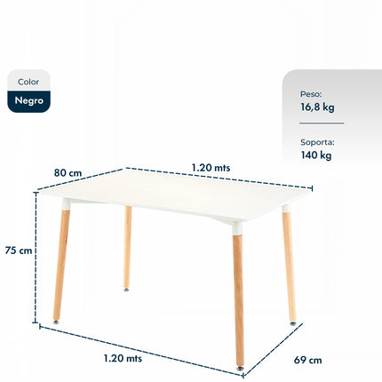 Mesa Rectangular Eames 120x80 + 4 Sillas Eames