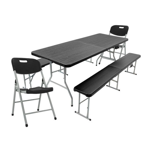 Mesa Picnic Plegable 180 + 2 Bancos + 2 Sillas Paris