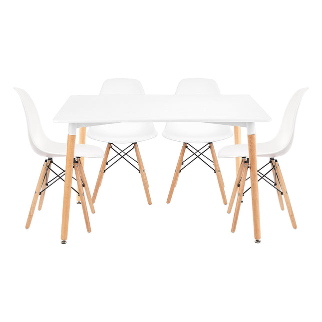 Mesa Rectangular Eames 120x80 + 4 Sillas Eames