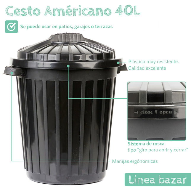 Cesto de Residuos Americano 40 litros