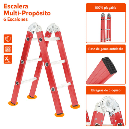 Escalera Tijera de Aluminio 6 Escalones 1,75 Mts
