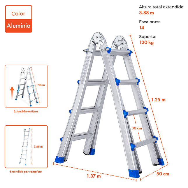 Escalera Multifuncion Extensible 14 Escalones
