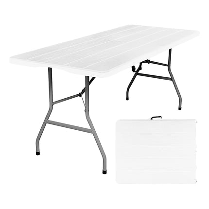 Set Mesa Plegable Picnic 1.80 cm Simil Madera + 6 Sillas Plegables Paris