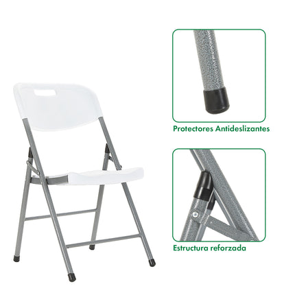 Set Mesa Plegable Picnic 1.80 cm Simil Madera + 6 Sillas Plegables Paris