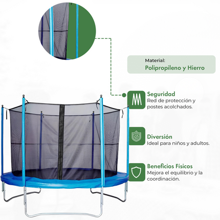 Cama Elastica de 2.40 Mts con Proteccion