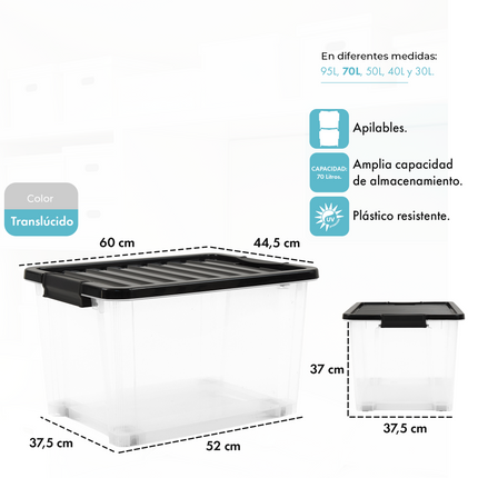 Set 6 Contenedores De Plastico Life Box 70 Lts