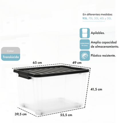 Set 6 Contenedores De Plastico Life Box 95 Lts