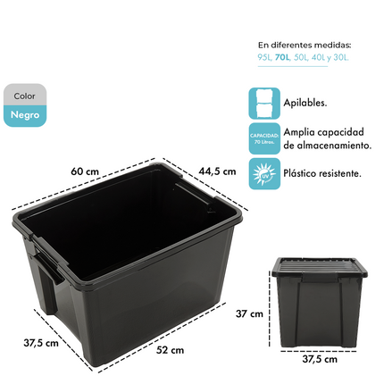 Set 6 Contenedores De Plastico Life Box 70 Lts