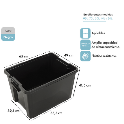 Set 6 Contenedores De Plastico Life Box 95 Lts