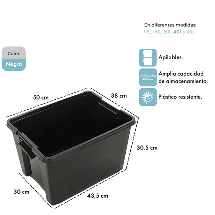 Set 6 Contenedores De Plastico Life Box 40 Lts