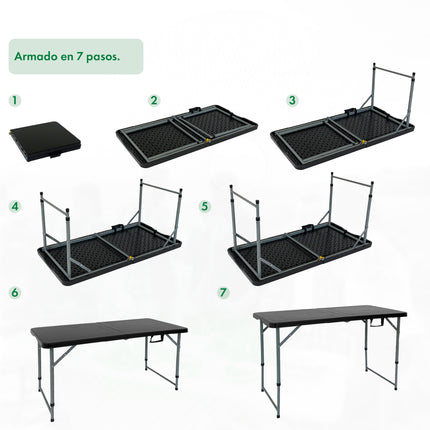 Set Mesa Plegable Picnic 1.20 cm mas 4 Sillas Plegables Paris