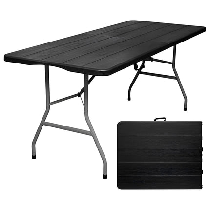 Set Mesa Plegable Picnic 1.80 cm Simil Madera + 6 Sillas Plegables Paris