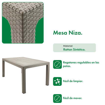 Mesa Niza + 4 Sillones Milano Rattan