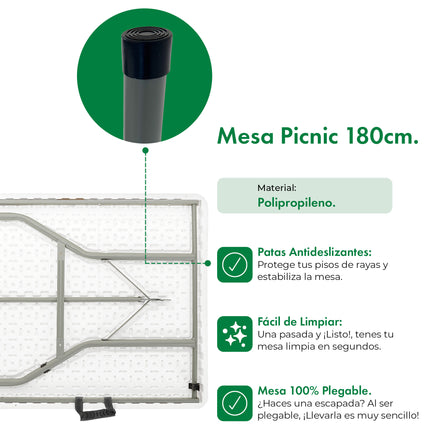 Mesa Picnic Plegable 1.80 Mts