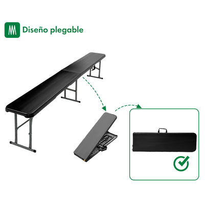 Set Mesa Plegable Picnic 1.80 cm mas 2 Bancos Plegables