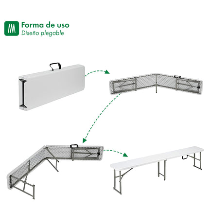Mesa Picnic Plegable 180 + 2 Bancos + 2 Sillas Paris