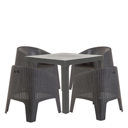 Mesa Monaco Rattan 90x90 + 4 Sillones Ibiza