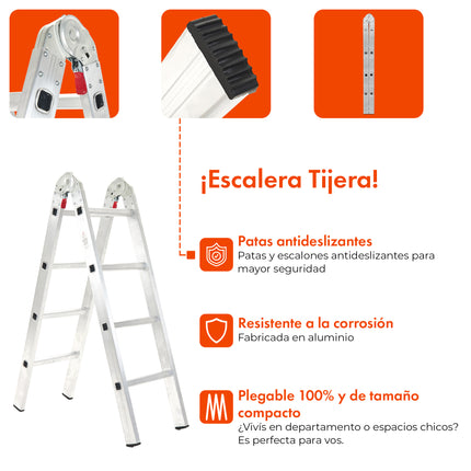 Escalera Tijera de Aluminio 6 Escalones 1,75 Mts
