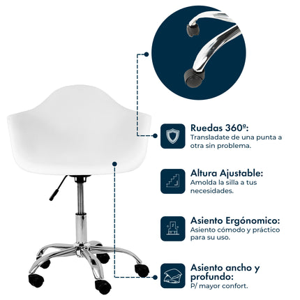 Sillon de oficina Eames Giratorio con Ruedas