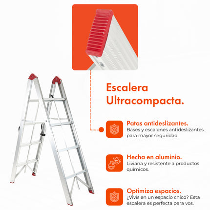 Escalera Aluminio plegable Ultra Compacta 4 escalones