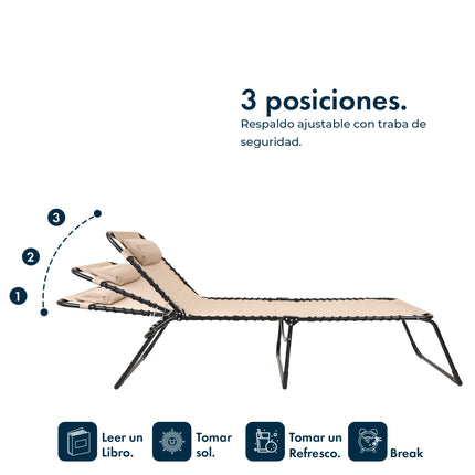 Set de 2 Reposeras Catre Grande Plegable Gravedad Cero