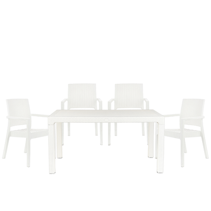 Mesa Niza + 4 Sillones Milano Rattan