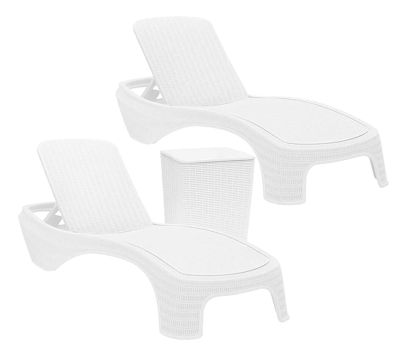 Combo reposeras Dubai Simil Rattan X2 + Mesa Capri