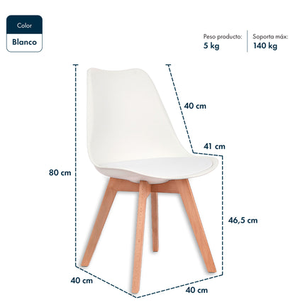 Mesa Rectangular Eames 120X80 cm + 4 Sillas Tulip