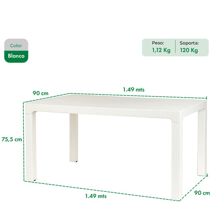 Mesa Niza + 4 Sillones Milano Rattan