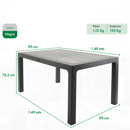 Mesa Niza + 4 Sillones Milano Rattan