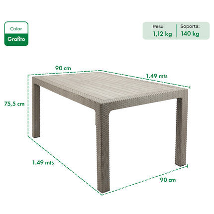 Mesa Niza + 4 Sillones Ibiza Rattan