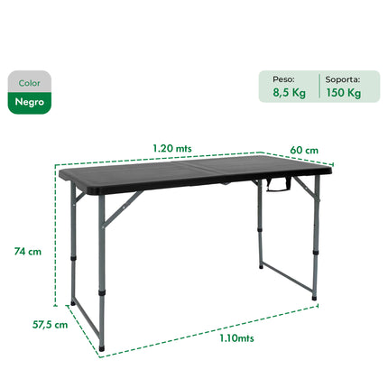 Set Mesa Plegable Picnic 1.20 cm mas 4 Sillas Plegables Paris