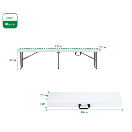 Mesa Picnic Plegable 180 + 2 Bancos + 2 Sillas Paris