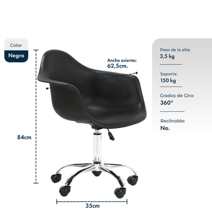Sillon de oficina Eames Giratorio con Ruedas