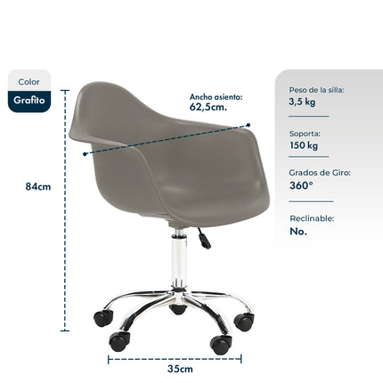 Sillon de oficina Eames Giratorio con Ruedas